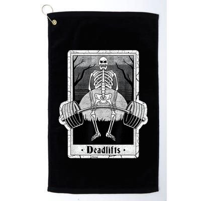 deadlifts skeleton tarot card – funny weightlifting Golf Towel