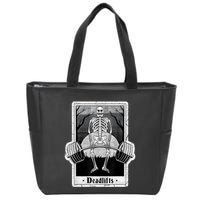 deadlifts skeleton tarot card – funny weightlifting Zip Tote Bag