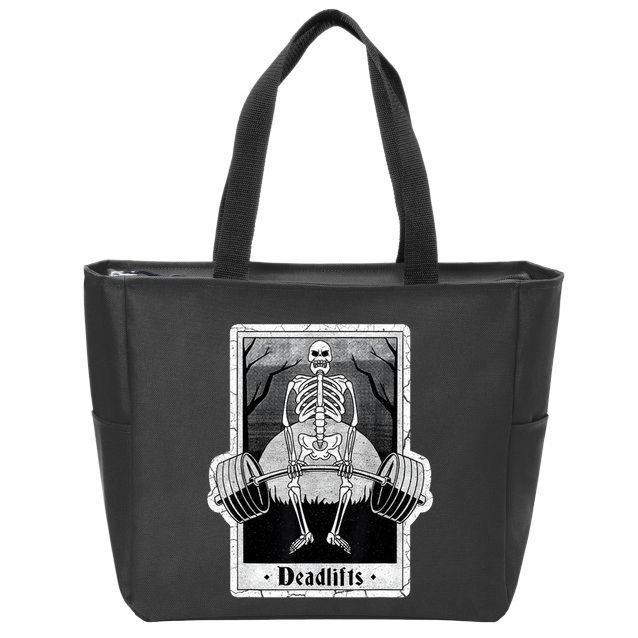 deadlifts skeleton tarot card – funny weightlifting Zip Tote Bag