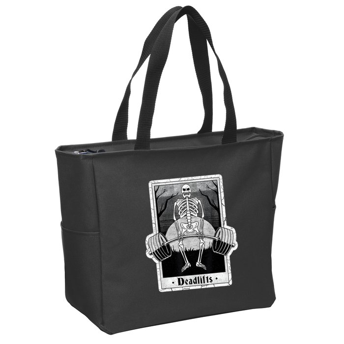 deadlifts skeleton tarot card – funny weightlifting Zip Tote Bag