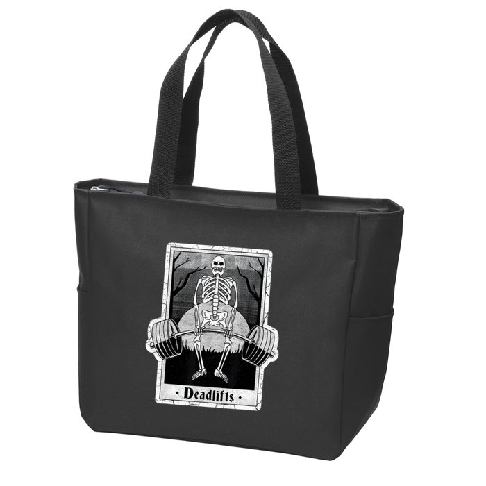 deadlifts skeleton tarot card – funny weightlifting Zip Tote Bag