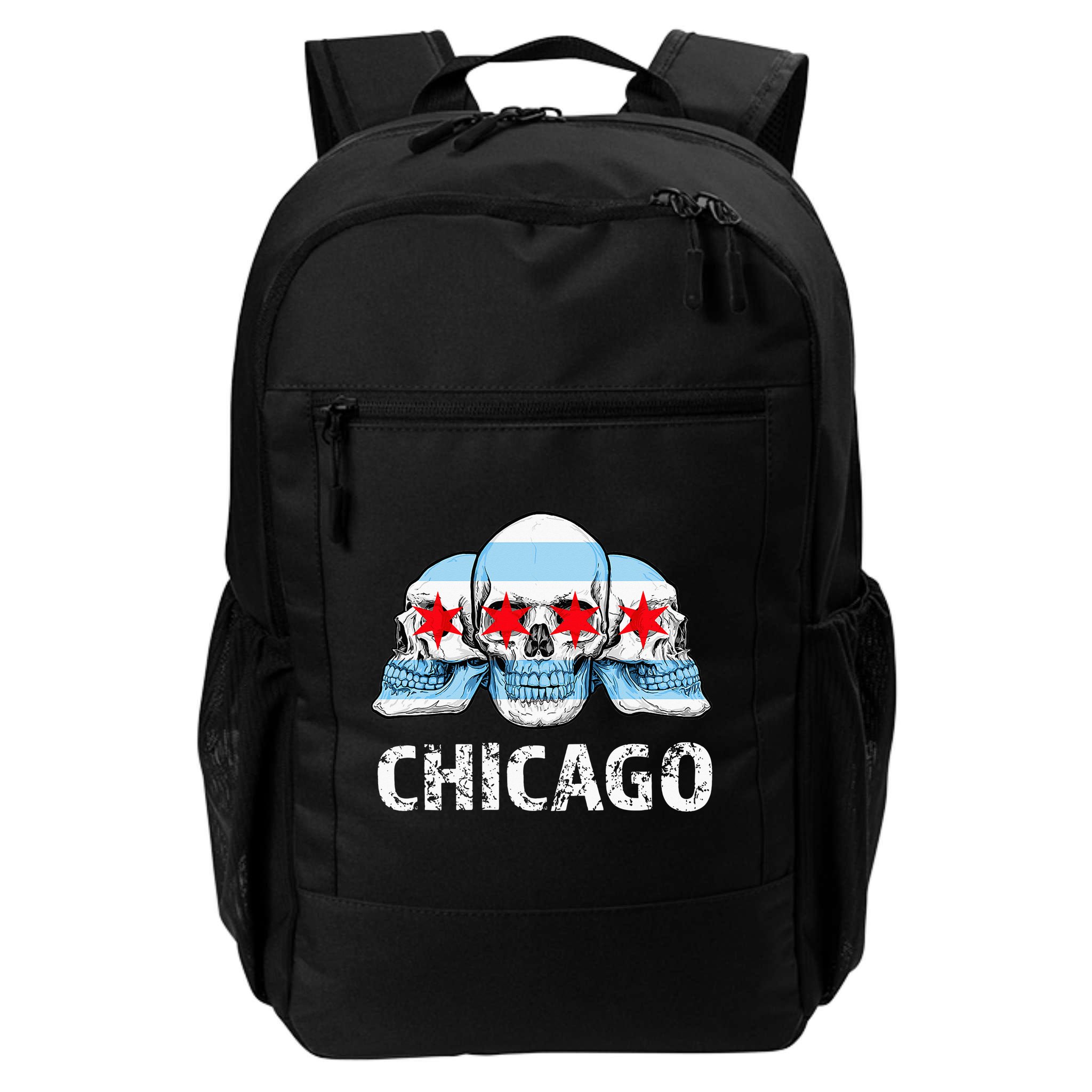 Chicago for Chicago Flag Artwork with Skulls Backpack