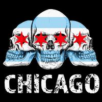 Chicago for Chicago Flag Artwork with Skulls Premium T-Shirt