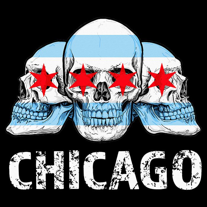 Chicago for Chicago Flag Artwork with Skulls Premium T-Shirt