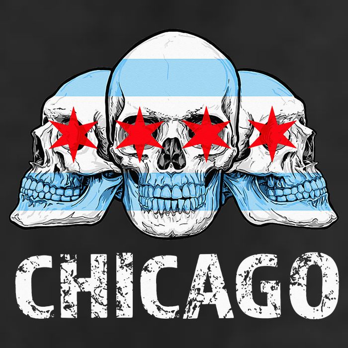 Chicago for Chicago Flag Artwork with Skulls 25L Jumbo Tote