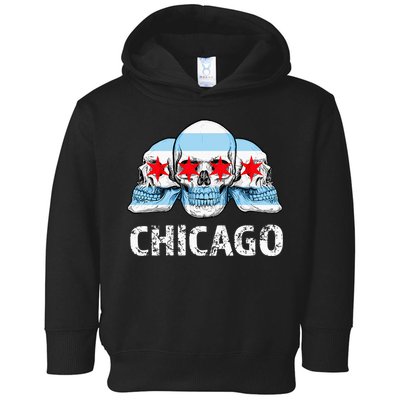 Chicago for Chicago Flag Artwork with Skulls Toddler Hoodie
