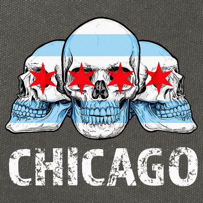 Chicago for Chicago Flag Artwork with Skulls Cotton Canvas Backpack