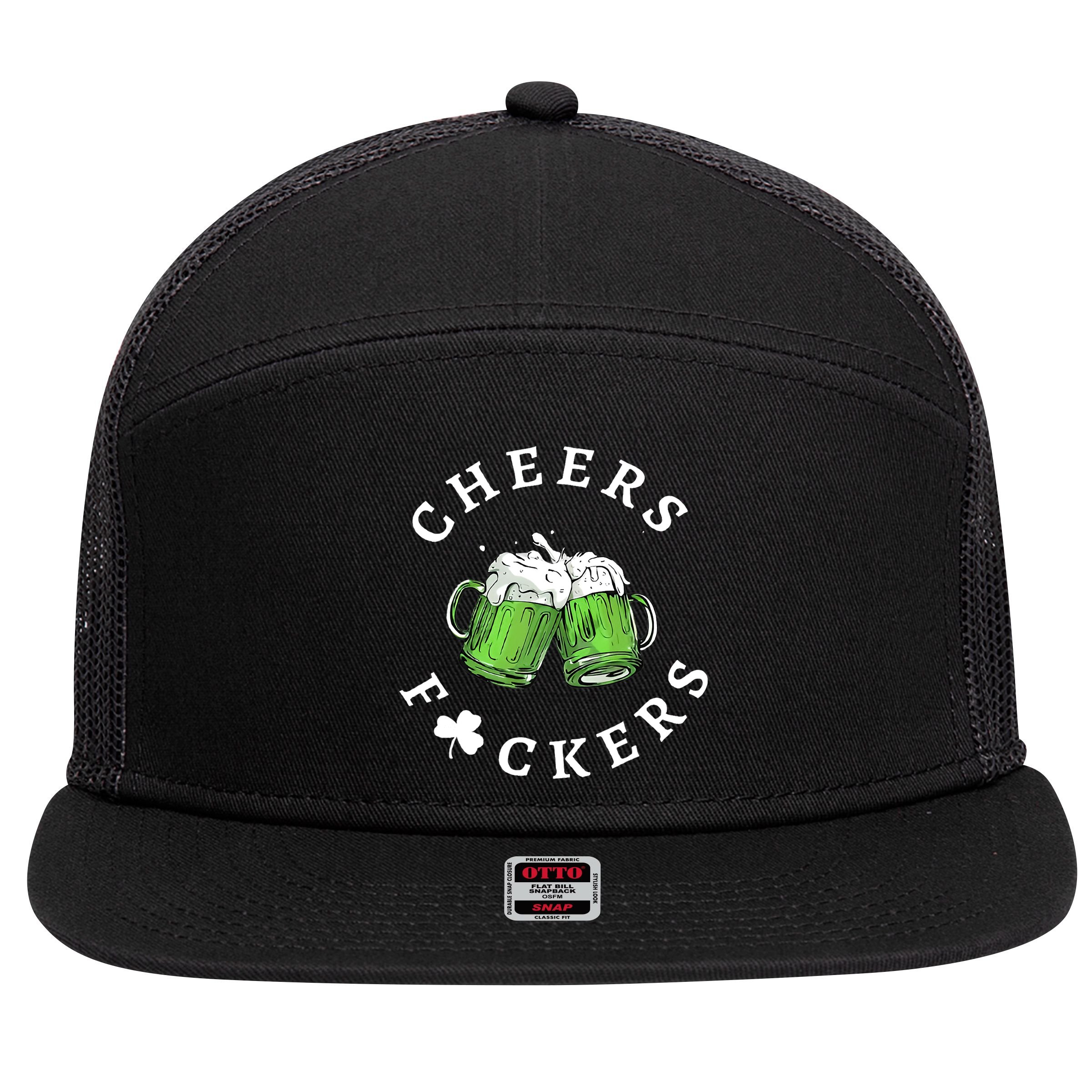 Cheers F Ckers St Patricks Day 7 Panel Mesh Trucker Snapback Hat