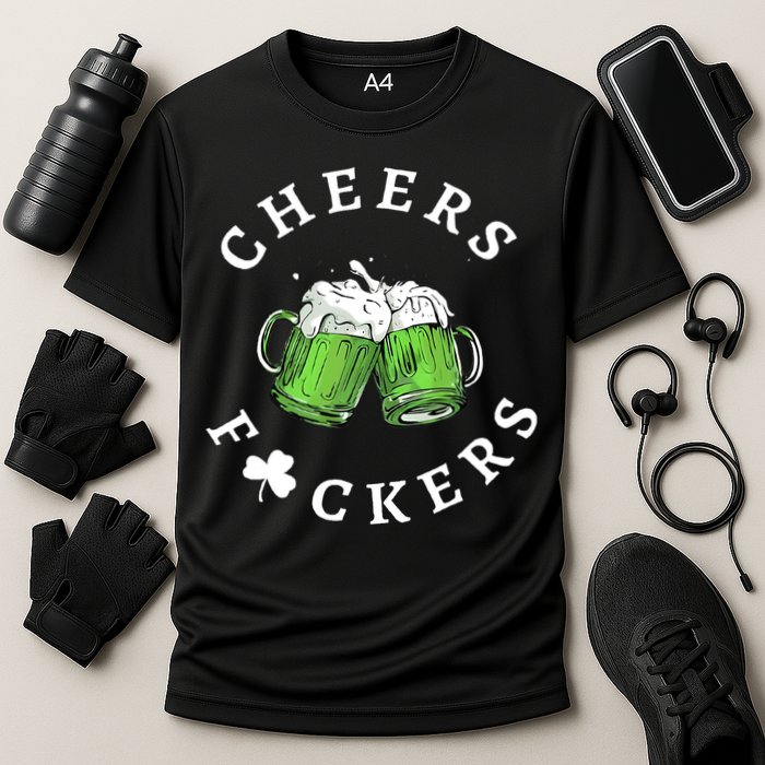 Cheers F Ckers St Patricks Day Cooling Performance Crew T-Shirt