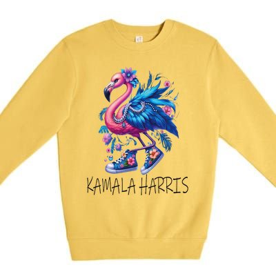 Cute Flamingo Chucks Retro Pearls Comma La Kamala Harris 24 Premium Crewneck Sweatshirt