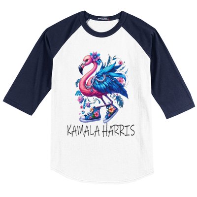 Cute Flamingo Chucks Retro Pearls Comma La Kamala Harris 24 Baseball Sleeve Shirt