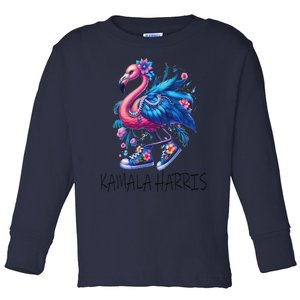 Cute Flamingo Chucks Retro Pearls Comma La Kamala Harris 24 Toddler Long Sleeve Shirt