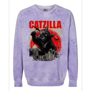 Catzilla Funny Cat Lover Kitten Kitty Colorblast Crewneck Sweatshirt