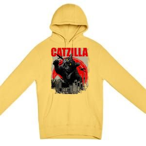 Catzilla Funny Cat Lover Kitten Kitty Premium Pullover Hoodie