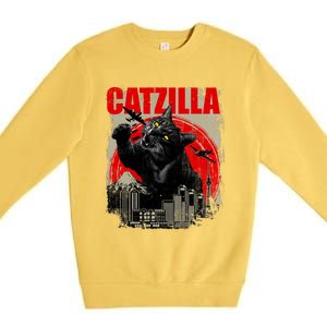 Catzilla Funny Cat Lover Kitten Kitty Premium Crewneck Sweatshirt