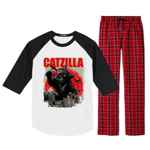 Catzilla Funny Cat Lover Kitten Kitty Raglan Sleeve Pajama Set