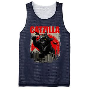 Catzilla Funny Cat Lover Kitten Kitty Mesh Reversible Basketball Jersey Tank