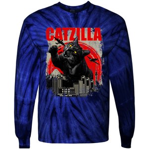 Catzilla Funny Cat Lover Kitten Kitty Tie-Dye Long Sleeve Shirt