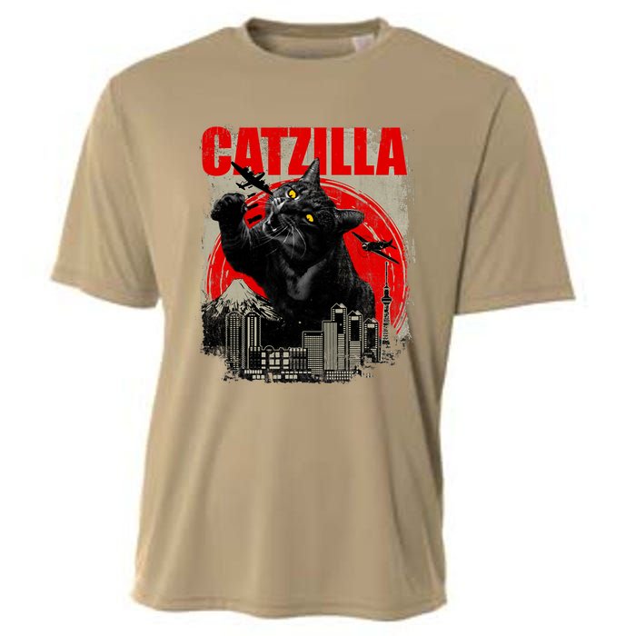 Catzilla Funny Cat Lover Kitten Kitty Cooling Performance Crew T-Shirt