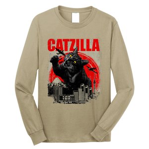 Catzilla Funny Cat Lover Kitten Kitty Long Sleeve Shirt