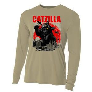 Catzilla Funny Cat Lover Kitten Kitty Cooling Performance Long Sleeve Crew