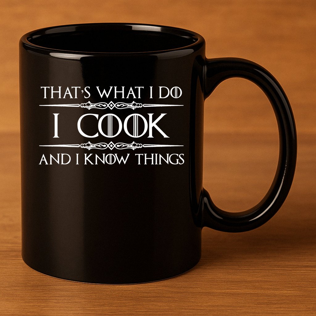 Cute Funny Chef & Cook Gifts I Cook & I Know Things Funny Cooking T 11oz C Handle Ceramic Mug