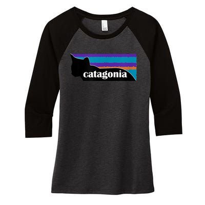 Catagonia Funny Cat Lover Apparel Women's Tri-Blend 3/4-Sleeve Raglan Shirt