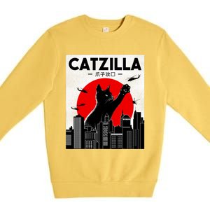 Catzilla Funny Cat, Funny Cat, Cat Lover Premium Crewneck Sweatshirt