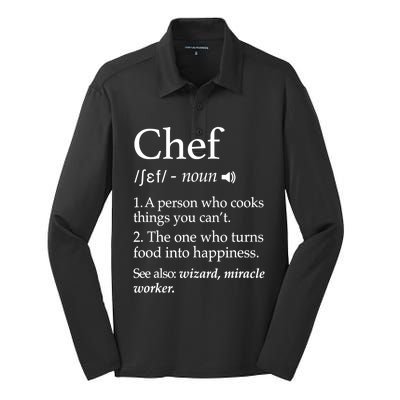 Cute Funny Chef Definition Funny Line Saying Cook Cooking Gifts Chefs T Silk Touch Performance Long Sleeve Polo