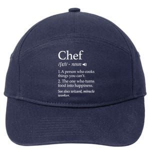 Cute Funny Chef Definition Funny Line Saying Cook Cooking Gifts Chefs T 7-Panel Snapback Hat