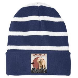 Cockerzilla Funny Cocker Spaniel Dog Lovers Gift Striped Beanie with Solid Band