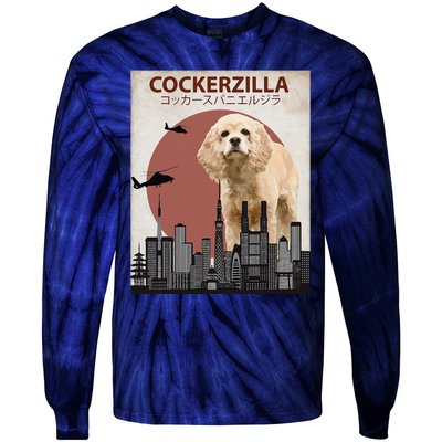 Cockerzilla Funny Cocker Spaniel Dog Lovers Gift Tie-Dye Long Sleeve Shirt