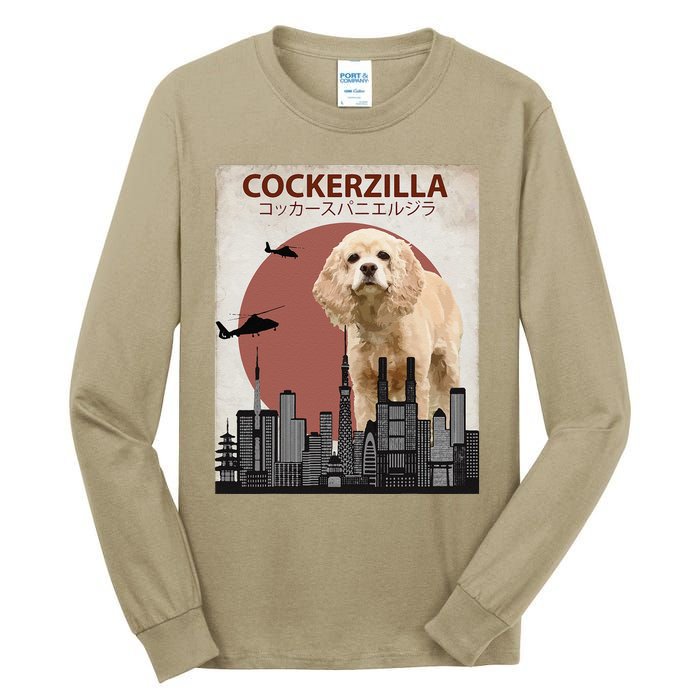 Cockerzilla Funny Cocker Spaniel Dog Lovers Gift Tall Long Sleeve T-Shirt