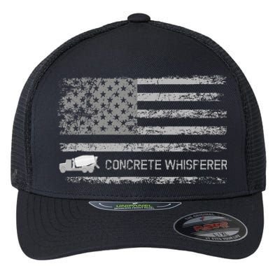 Concrete Finisher Concrete Whisperer American Flag Patriotic Flexfit Unipanel Trucker Cap