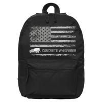 Concrete Finisher Concrete Whisperer American Flag Patriotic 16 in Basic Backpack