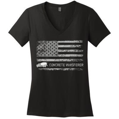 Concrete Finisher Concrete Whisperer American Flag Patriotic Women's V-Neck T-Shirt