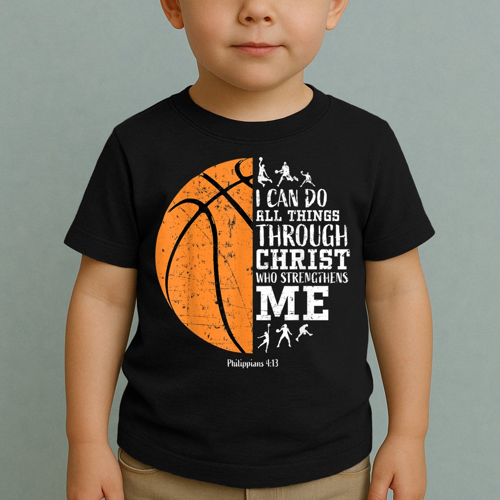 Cute Funny Christian Basketball Gift For Boys Religious Gifts Toddler T-Shirt