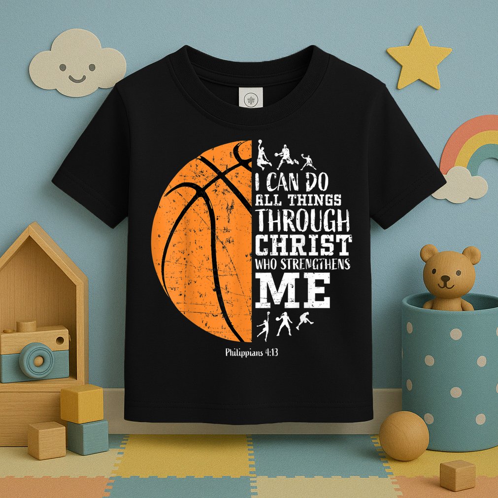 Cute Funny Christian Basketball Gift For Boys Religious Gifts Toddler T-Shirt