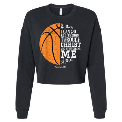 Cute Funny Christian Basketball Gift For Boys Religious Gifts Cropped Pullover Crew