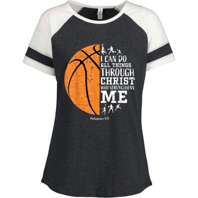 Cute Funny Christian Basketball Gift For Boys Religious Gifts Enza Ladies Jersey Colorblock Tee