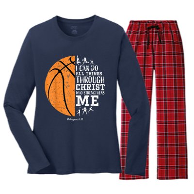 Cute Funny Christian Basketball Gift For Boys Religious Gifts Women's Long Sleeve Flannel Pajama Set 