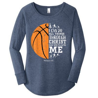 Cute Funny Christian Basketball Gift For Boys Religious Gifts Women's Perfect Tri Tunic Long Sleeve Shirt