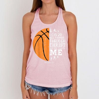 Cute Funny Christian Basketball Gift For Boys Religious Gifts Women's Knotted Racerback Tank