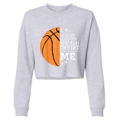 Cute Funny Christian Basketball Gift For Boys Religious Gifts Cropped Pullover Crew