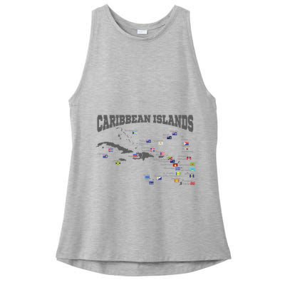 Caribbean Flags Caribbean Map Caribbean Islands Vacation Ladies PosiCharge Tri-Blend Wicking Tank