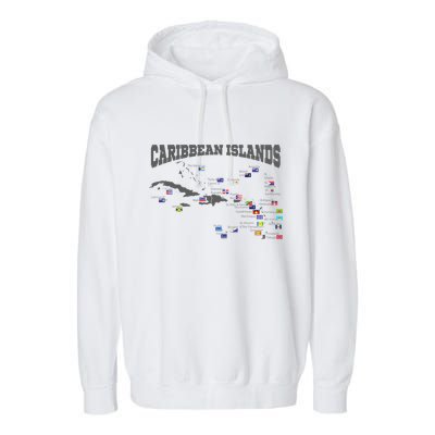 Caribbean Flags Caribbean Map Caribbean Islands Vacation Garment-Dyed Fleece Hoodie