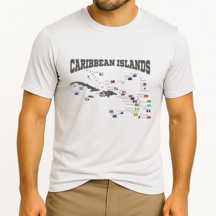 Caribbean Flags Caribbean Map Caribbean Islands Vacation Cooling Performance Crew T-Shirt