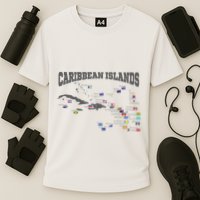 Caribbean Flags Caribbean Map Caribbean Islands Vacation Cooling Performance Crew T-Shirt