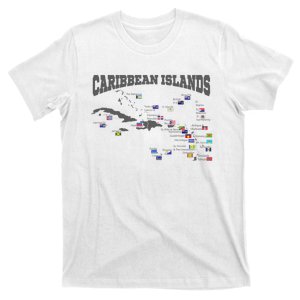 Caribbean Flags Caribbean Map Caribbean Islands Vacation T-Shirt