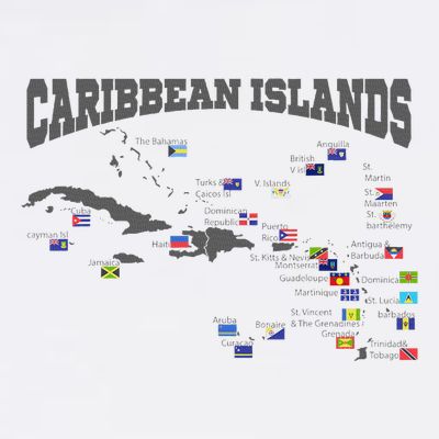 Caribbean Flags Caribbean Map Caribbean Islands Vacation T-Shirt